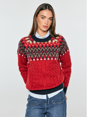 BIG STAR BIG STAR Sweter ROHIA Czerwony Comfort Fit