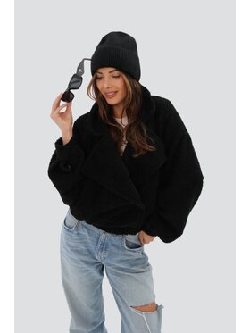 Chiara Wear Chiara Wear Kurtka damska Marynarka ze sztucznego baranka TEDDY Czarny Oversize