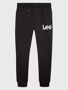 Lee Lee Spodnie dresowe Wobbly Graphic LEE0011 Czarny Regular Fit