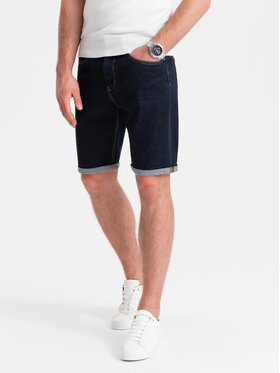 Ombre Ombre Džínové šortky OM-SRDS-0134 Tmavomodrá Regular Fit