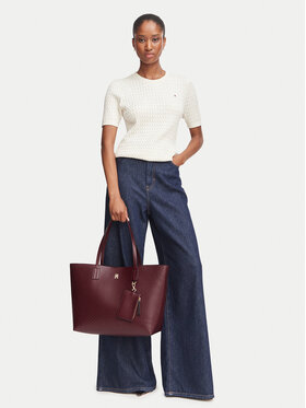 Tommy Hilfiger Tommy Hilfiger Τσάντα Th Icon Tote Mono AW0AW19004 Μπορντό