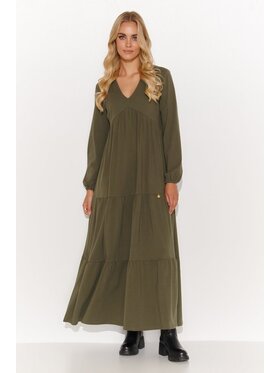 Makadamia Makadamia Sukienka codzienna M810 Khaki Oversize