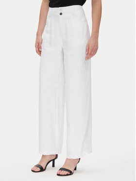 DKNY DKNY Riidest püksid P41KTR48 Valge Loose Fit