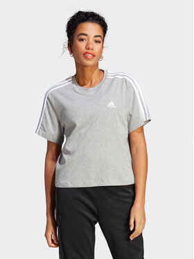adidas adidas Póló Essentials 3-Stripes Single Jersey Crop Top HR4916 Szürke Loose Fit