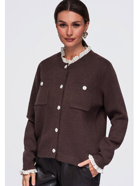 Ombre Ombre Kardigan OW-SW-E0008 Brązowy Relaxed Fit