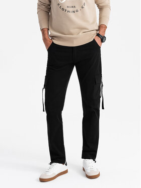 Ombre Ombre Kalhoty z materiálu OM-PACG-0197 Černá Regular Fit