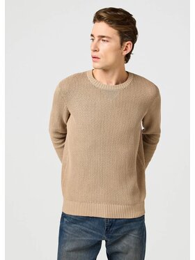 Wrangler Wrangler Sweter CREWNECK Beżowy Regular Fit