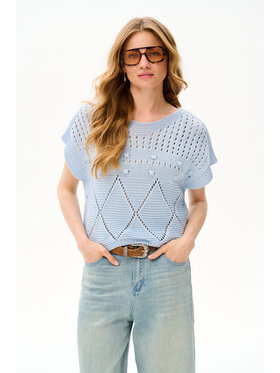 blue shadow blue shadow Bluzka Haks Niebieski Regular Fit