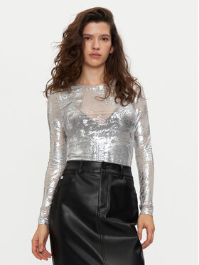 Noisy May Noisy May Μπλουζάκι Lucia 27032152 Ασημί Slim Fit