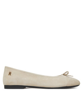 Tommy Hilfiger Tommy Hilfiger Baleríny Toe Cap Suede Ballerina FW0FW08909 Béžová