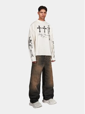 MADE BY SOCIETY MADE BY SOCIETY Longsleeve Ossuary Longsleeve - T17751 Biały Basic Fit