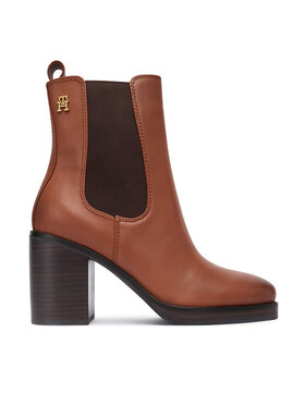 Tommy Hilfiger Tommy Hilfiger Škornji Square Toe Chelsea High Block Hl FW0FW08844 Rjava
