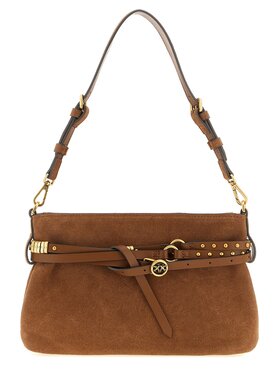 PINKO PINKO Torebka Brown Lamb Leather Shoulder Bordowy
