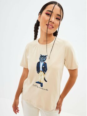CAT by maniita lacitta CAT by maniita lacitta T-Shirt Printed T-shirt Beżowy Regular Fit