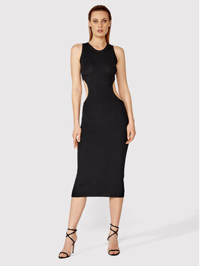 Simple Simple Letné šaty SUD014 Čierna Slim Fit