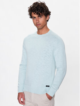 Calvin Klein Calvin Klein Sweter Slub Texture Sweater K10K111449 Zielony Regular Fit