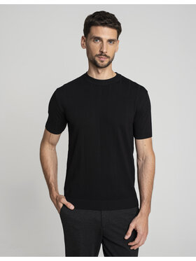 Borgio Borgio T-Shirt paspardo_c Czarny Classic Fit