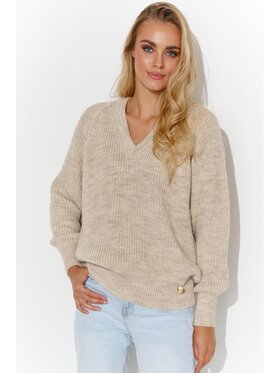 Makadamia Makadamia Sweter S140 Beżowy Regular Fit