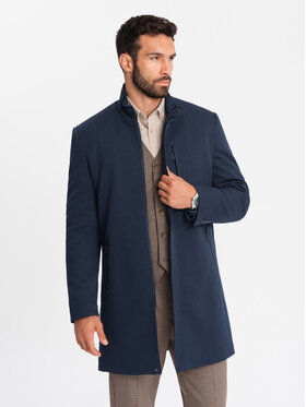 Ombre Ombre Płaszcz OM-COWC-0117 Granatowy Regular Fit