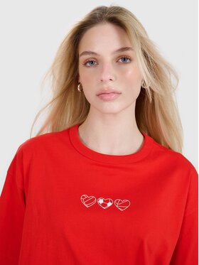 4F 4F T-Shirt 4FRSS25TTSHF2873-62S Czerwony Oversize