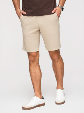 Ombre Ombre Szorty materiałowe OM-SRSK-0124 Beżowy Regular Fit