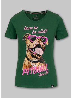 PITBULL PITBULL T-Shirt Koszulka damska SUNGLASSES DOG L Zielony Regular Fit
