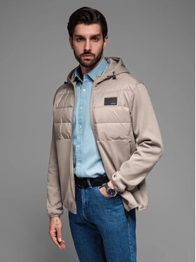 Ombre Ombre Kurtka przejściowa OM-JANP-0160 Beżowy Regular Fit