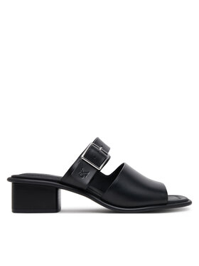 Calvin Klein Jeans Calvin Klein Jeans Klapki Heel Square Mg Buckle Lth YW0YW01701 Czarny
