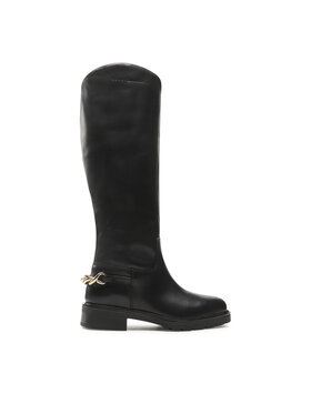 Tommy Hilfiger Tommy Hilfiger Oficerki Twist Flat Longboot FW0FW07057 Czarny