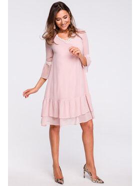 Stylove Stylove Koktejlové šaty S160 Růžová Regular Fit