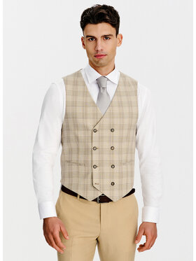 Pako Lorente Pako Lorente Kamizelka garniturowa P26SF-8X-012 Beżowy Slim Fit