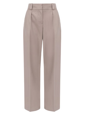 Entelier Entelier Spodnie garniturowe Enzo proste z zaszewkami Beżowy Modern Relaxed Fit