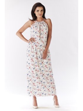 Awama Awama Sukienka letnia A184 Écru Basic Fit