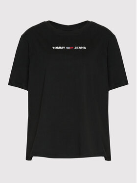 Tommy Jeans Curve Tommy Jeans Curve T-Shirt Linear Logo DW0DW10551 Černá Regular Fit