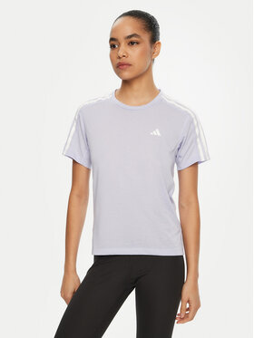 adidas adidas Techniniai marškinėliai Own the Run 3-Stripes JD2276 Violetinė Regular Fit