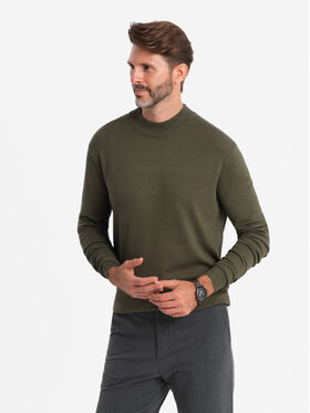 Ombre Ombre Svetr OM-SWTN-0100 Khaki Regular Fit