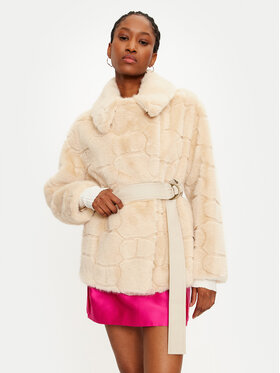 TWINSET TWINSET Кожено палто 242TT2031 Бежов Loose Fit