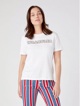 Wrangler Wrangler T-Shirt W7XFD3989 112328923 Bílá Regular Fit