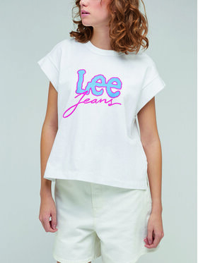 Lee Lee T-shirt L49KUWLJ Bijela Relaxed Fit