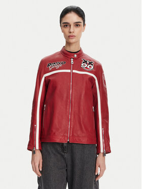 PINKO PINKO Lederjacke 105296 Dunkelrot Regular Fit