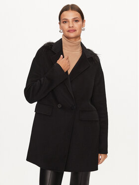 TWINSET TWINSET Вълнено палто 232TP2011 Черен Regular Fit