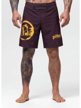 PITBULL PITBULL Szorty sportowe LOGO PALMS Brązowy Regular Fit