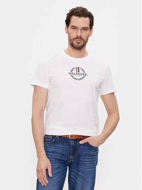 Tommy Hilfiger Tommy Hilfiger T-Shirt Global Stripe MW0MW34388 Biały Regular Fit