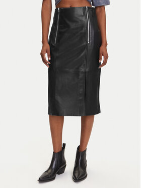 HUGO HUGO Fustă din piele Leomira 50542308 Negru Regular Fit