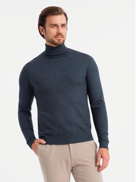 Ombre Ombre Sweter OM-SWTN-0127 Granatowy Regular Fit