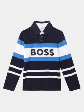 BOSS Boss Тениска с яка и копчета J25O96 D Тъмносин Regular Fit