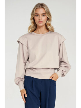 NIFE NIFE Bluza BL10 Beżowy Oversize