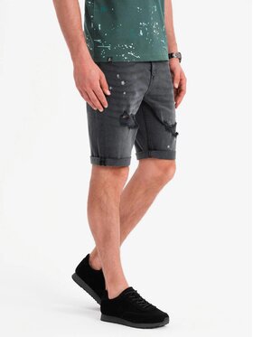 Ombre Ombre Szorty jeansowe OM-SRDS-0186 Szary Classic Fit
