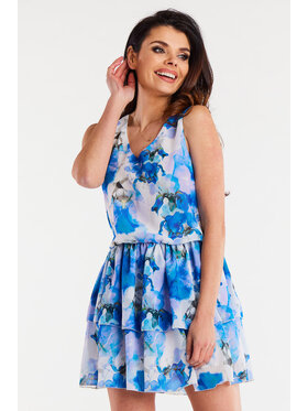 Awama Awama Sukienka letnia A501 Niebieski Basic Fit