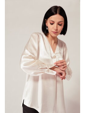 EMOI EMOI Bluzka Elegancka satynowa ecru Écru Feminine Fit